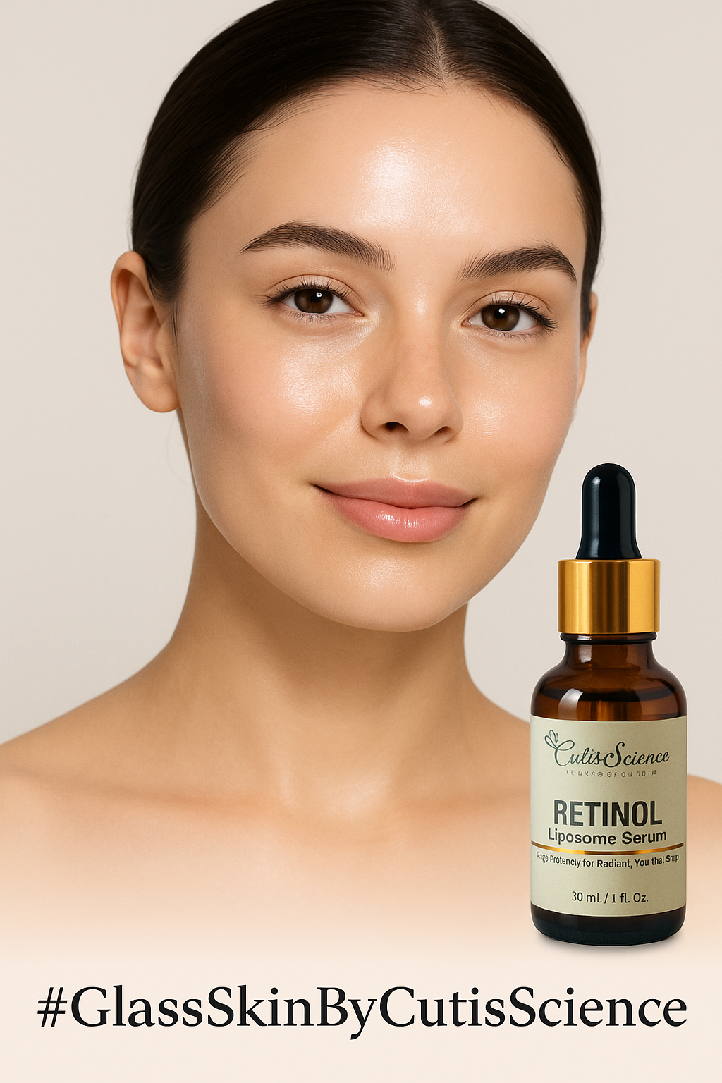 Glass skin effect of Cutisscience Retinol Liposom serum on Face
