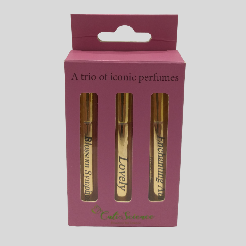 A trio of iconic perfumes box front view
